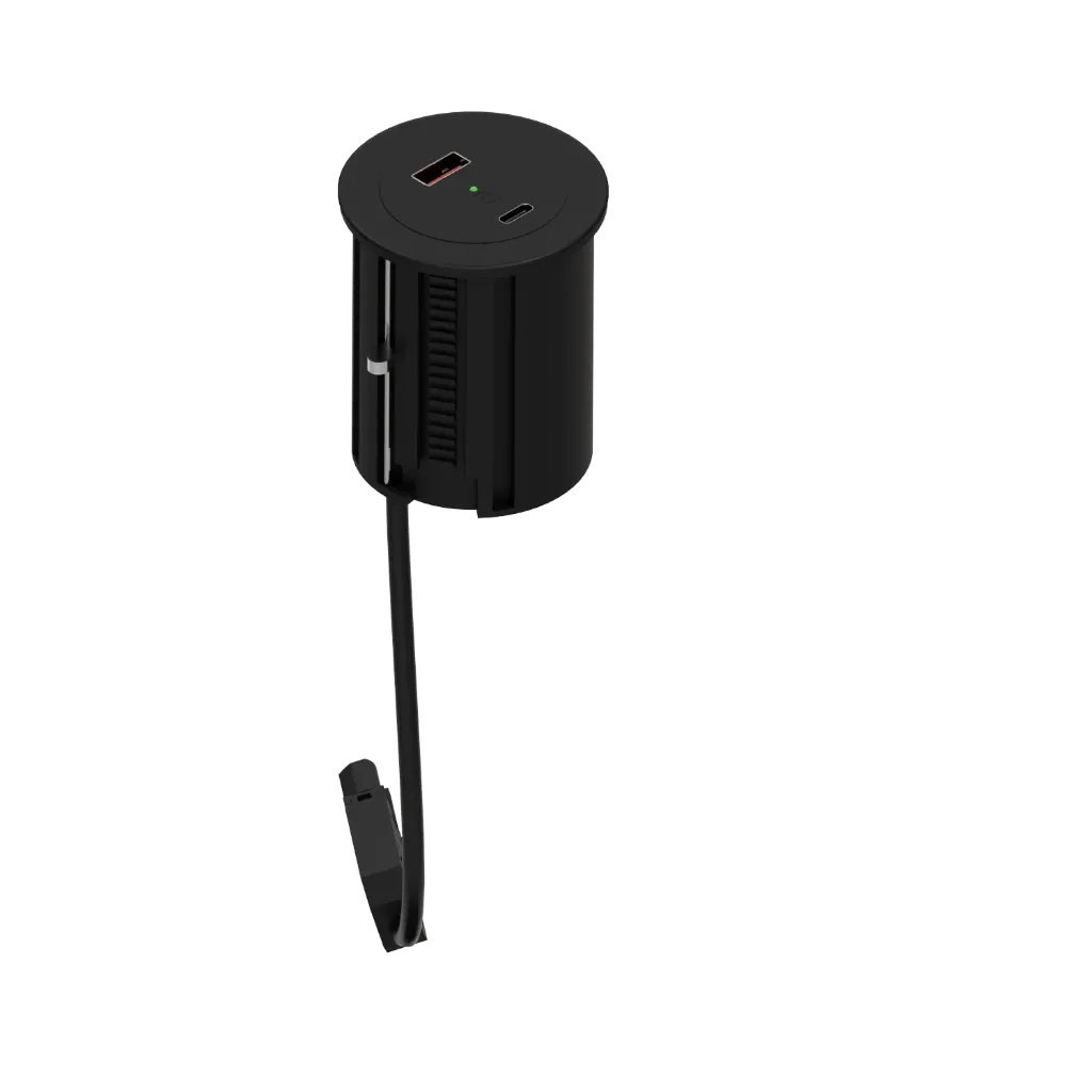 [ETEBOX.35.1-V7-F1] Tomada PIXEL ( 1x USB A + C  CR ) (Preto)